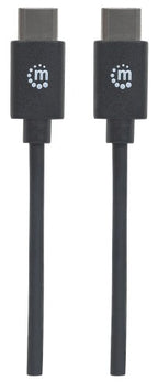 Manhattan USB-C to USB-C Cable, 2m, Male to Male, Black, 480 Mbps (USB 2.0), 3A, Hi-Speed USB, Lifetime Warranty, Equivalent to USB2CC2M