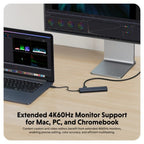 HYPER HD4003GL interface hub USB 3.2 Gen 1 (3.1 Gen 1) Type-C 10000 Mbit/s Blue, Grey