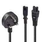 Lindy 2.5m UK 3 Pin Plug to IEC C5 & IEC C7 Splitter Extension Cable, Black