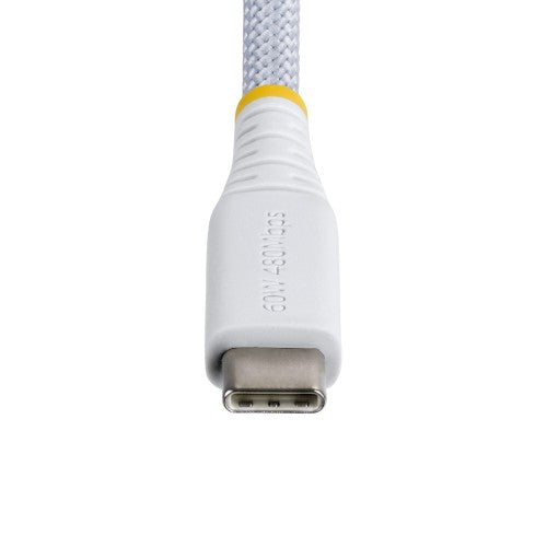 StarTech.com 15cm (6in) White USB-C Charging Cable, 60W (3A) PD, Dual-Layer Braided Nylon/TPE Jacket, Rugged USB C Charging Cord, USB 2.0 Laptop Charger Cable