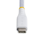 StarTech.com 15cm (6in) White USB-C Charging Cable, 60W (3A) PD, Dual-Layer Braided Nylon/TPE Jacket, Rugged USB C Charging Cord, USB 2.0 Laptop Charger Cable