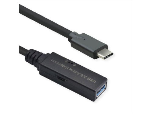ROLINE 12.04.1066 USB cable USB 3.2 Gen 1 (3.1 Gen 1) 10 m USB C USB A Black