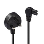 Lindy 0.5m UK 3 Pin Plug to Right Angled IEC C7 mains power Cable, Black