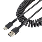 StarTech.com 3.3ft (1m) USB-A to USB-C Fast Charging Cable, Rugged, Coiled, Charge & Sync, 3A, USB 2.0, TPE Jacket and Aramid Fiber - USB Charging Cord