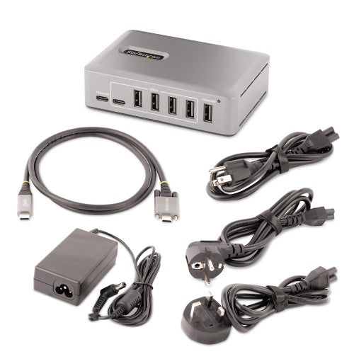 StarTech.com 10-Port USB-C Hub - 8x USB-A/2x USB-C - Self-Powered w/65W Power Supply - USB 3.1 10Gbps - Desktop/Laptop USB Hub w/USB-IF Certified 3ft Locking Cable, USB C Hub - TAA