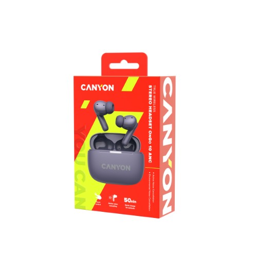Canyon CNS-TWS10PL headphones/headset True Wireless Stereo (TWS) In-ear Calls/Music/Sport/Everyday USB Type-C Bluetooth Purple