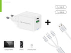 Conceptronic 2-Port 33W GaN USB PD Charger with 3-in-1 Charging Cable, USB-C x 1, USB-A x 1, QC 3.0, PPS