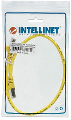 Intellinet Network Patch Cable, Cat6A, 0.5m, Yellow, Copper, S/FTP, LSOH / LSZH, PVC, RJ45, Gold Plated Contacts, Snagless, Booted, Lifetime Warranty