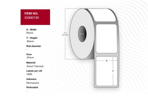 Capture 35000739-24ROLLS printer label White