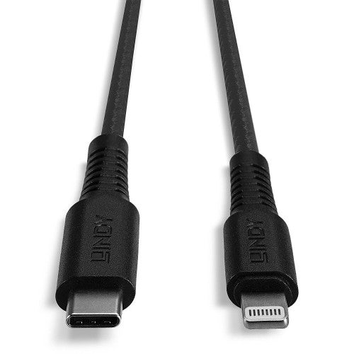 Lindy 0.5m Reinforced USB Type C to Lightning Charge and Sync Cable