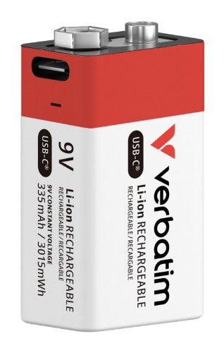 Verbatim 9V USB-C Rechargeable Battery (Pack of 1)