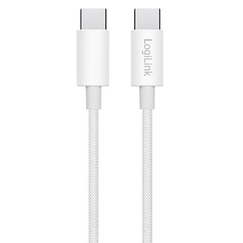 LogiLink USB 2.0 Type-C cable, C/M to C/M, nylon jacket, 60W, white, 0.5 m