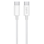 LogiLink USB 2.0 Type-C cable, C/M to C/M, nylon jacket, 60W, white, 0.5 m