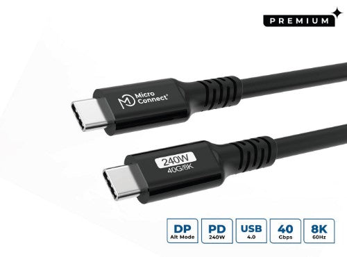 Microconnect USB4CC025-240W USB cable USB4 Gen 3x2 0.25 m USB C Black
