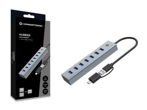 Conceptronic HUBBIES21G 7-Port USB 3.0 Hub, 5Gbps, USB-A x 7