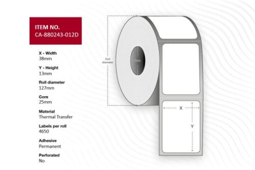 Capture CA-880243-012D printer label White