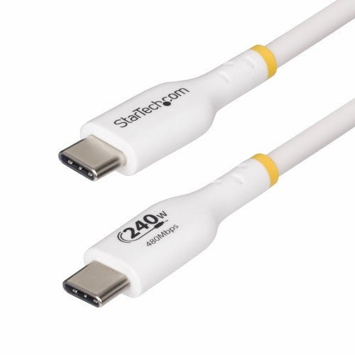 StarTech.com 6.6ft (2m) USB-C Charging Cable, Charge & Sync, 240W (5A) PD EPR, USB 2.0 Laptop Charger Cable, USB-IF Certified, TPE Jacket - White USB C Charging Cord