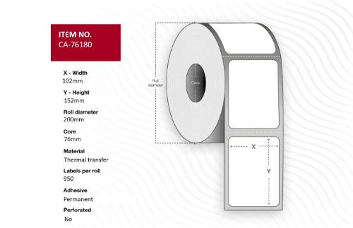 Capture CA-76180 printer label White