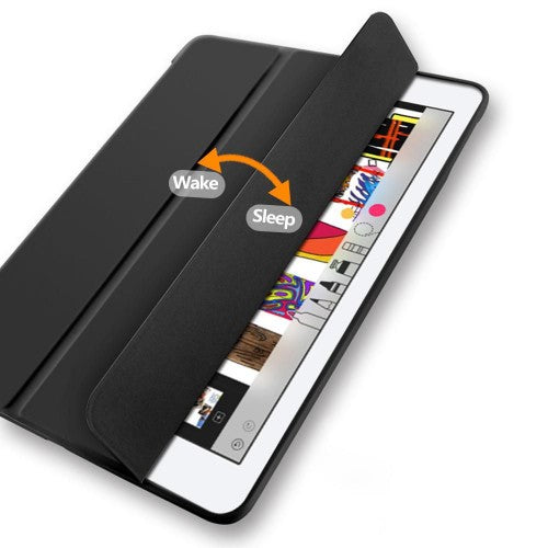 eSTUFF DENVER Folio Case for iPad 9.7 2018/2017- Black PU leather/Clear