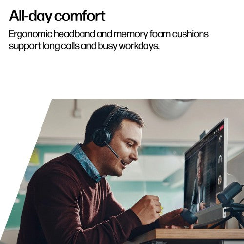 HP Poly Voyager Focus 2 Microsoft Teams Certified USB-C-C Headset +USB-C/A Adapter