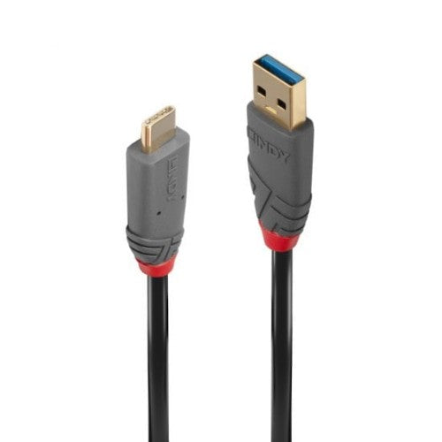 Lindy 3m USB 3.2 Type A to C Cable, 5A PD, Anthra Line