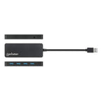 Manhattan USB-A 4-Port Hub, 4x USB-A Ports, 5 Gbps (USB 3.2 Gen1 aka USB 3.0), USB powered (no external power supply required), Equivalent to ST4300PBU3 & ST4300MINU3B