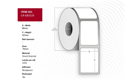 Capture CA-LB3133 printer label White