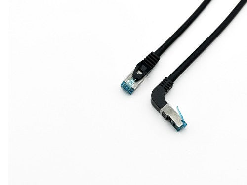 Equip Cat.6A S/FTP Patch Cable, Angled to Straight plug, 0.5m, Black