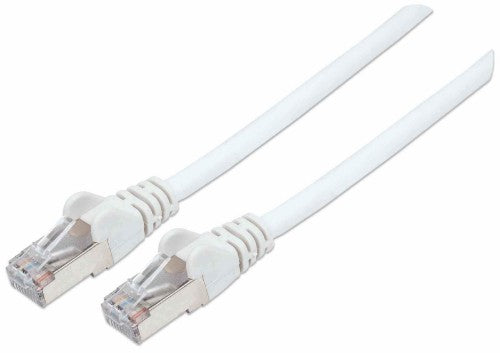 Intellinet Network Patch Cable, Cat7 Cable/Cat6A Plugs, 0.5m, White, Copper, S/FTP, LSOH / LSZH, PVC, RJ45, Gold Plated Contacts, Snagless, Booted, Lifetime Warranty