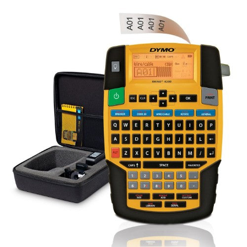 DYMO Rhino 4200 Industrial Label Maker Kit Case | QWERTY Keyboard & Time-Saving Hot Keys | Durable Label Printer for Job Sites and Heavy-Duty Labelling Jobs