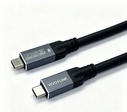 Vivolink USB-C to USB-C Cable 2m - USB4, 40Gbps, 100W PD, 8K, Enterprise-tested USB cable USB4 Gen 2x2 USB C 40 Gbit/s 240 W Black
