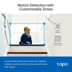 TP-Link Tapo Pan/Tilt AI Home Security Wi-Fi Camera SPEC: 3K 5MP (2880×1620), 2.4 GHz, Horizontal 360º