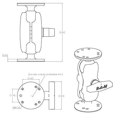 RAM Mounts Universal Double Ball Mount with Two Round Plates