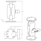 RAM Mounts Universal Double Ball Mount with Two Round Plates