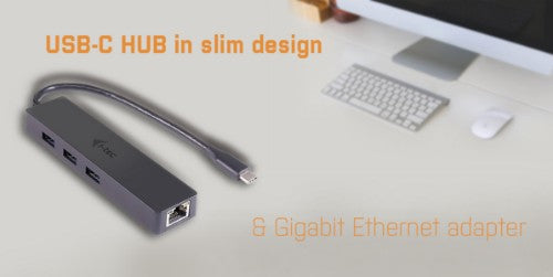 i-tec Advance USB-C Slim Passive HUB 3 Port + Gigabit Ethernet Adapter