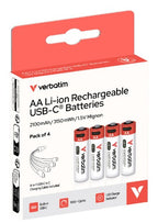 Verbatim AA USB-C Rechargeable Battery (Pack of 4)