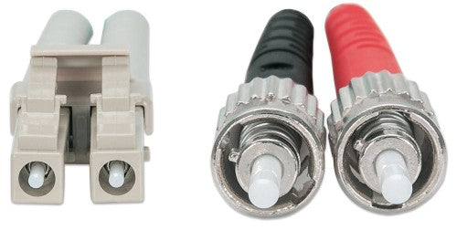 Intellinet Fiber Optic Patch Cable, OM3, ST/LC, 2m, Aqua, Duplex, Multimode, 50/125 µm, LSZH, Fibre, Lifetime Warranty