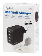 LogiLink PA0336 mobile device charger Universal Black AC Fast charging Indoor