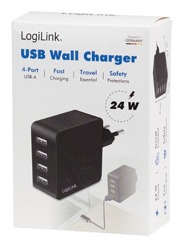 LogiLink PA0336 mobile device charger Universal Black AC Fast charging Indoor