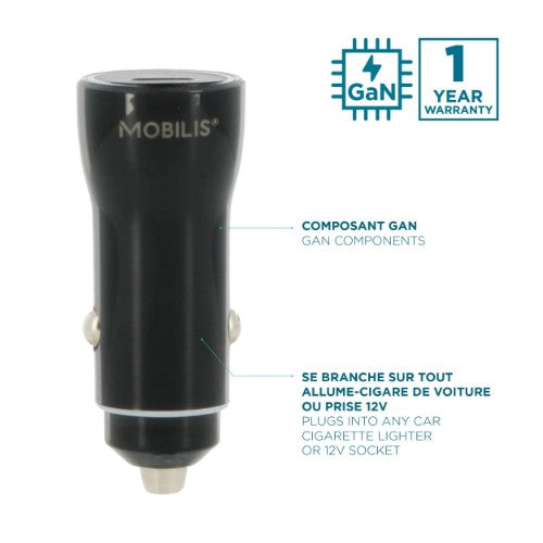 Mobilis 020016 mobile device charger Smartphone, Tablet Black Cigar lighter Fast charging Auto