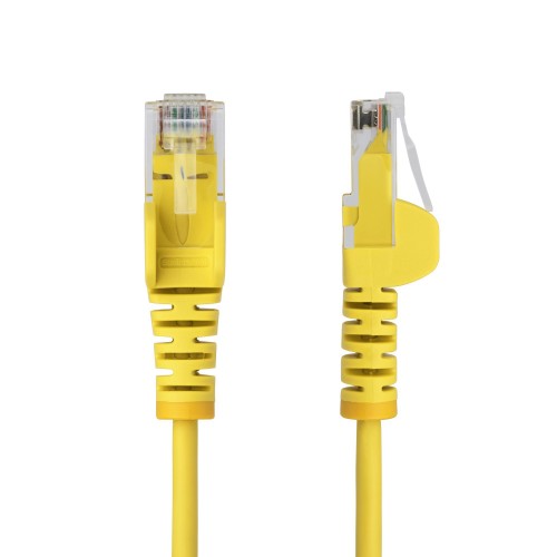 StarTech.com 10m Yellow Slim CAT6 Ethernet Cable, Snagless, 100W PoE, UTP, LSZH, 28AWG Pure Bare Copper Wire, Slim RJ45 Network Patch Cord w/Strain Reliefs, Individually Tested