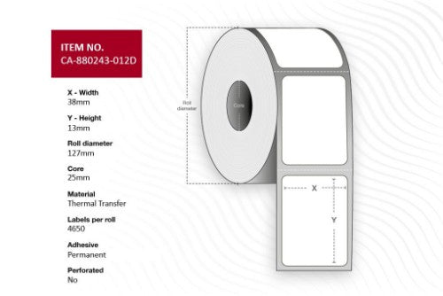Capture CA-880243-012D printer label White