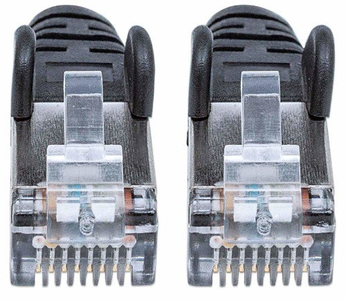 Intellinet Network Patch Cable, Cat7 Cable/Cat6A Plugs, 2m, Black, Copper, S/FTP, LSOH / LSZH, PVC, RJ45, Gold Plated Contacts, Snagless, Booted, Lifetime Warranty
