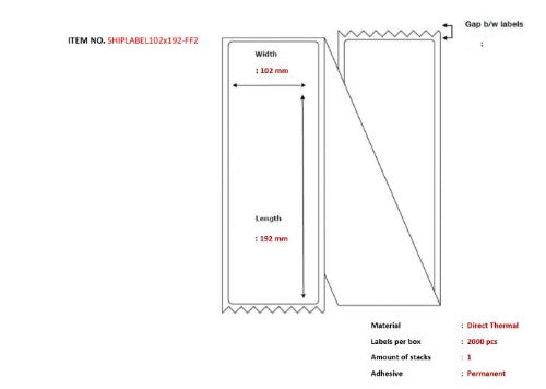 Capture SHIPLABEL102X192-FF2 printer label White