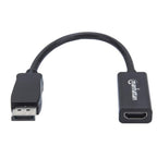 Manhattan DisplayPort 1.1 to HDMI Adapter Cable, 1080p@60Hz, Male to Female, Black, Cable 15cm, DP With Latch, Not Bi-Directional, Three Year Warranty, Equivalent to DP2HDMI