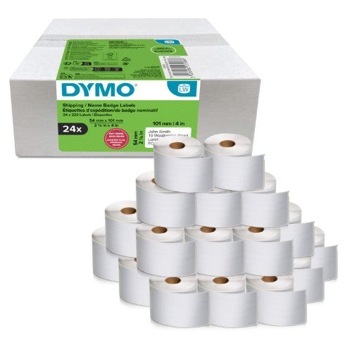 DYMO Authentic LabelWriter Large Shipping Labels/Name Badges | 54mm x 101mm | 24 Rolls of 220 Easy-Peel Labels (5,280 Count) | Self-Adhesive | for LabelWriter Label Makers