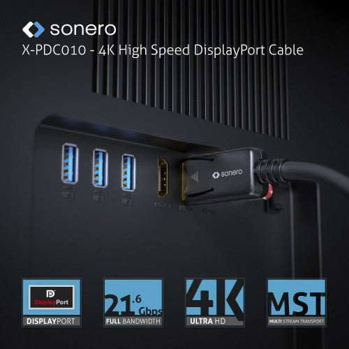 sonero 8K Displayport Kabel 1.4v 1.5 m Black