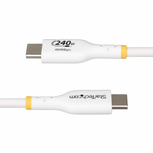 StarTech.com 6.6ft (2m) USB-C Charging Cable, Charge & Sync, 240W (5A) PD EPR, USB 2.0 Laptop Charger Cable, USB-IF Certified, TPE Jacket - White USB C Charging Cord