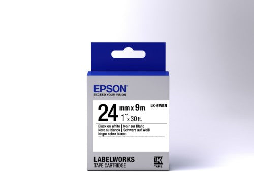 Epson C53S656006/LK-6WBN Ribbon black on white magnetic 24mm x 9m for Epson LabelWorks 4-24mm/36mm/6-24mm