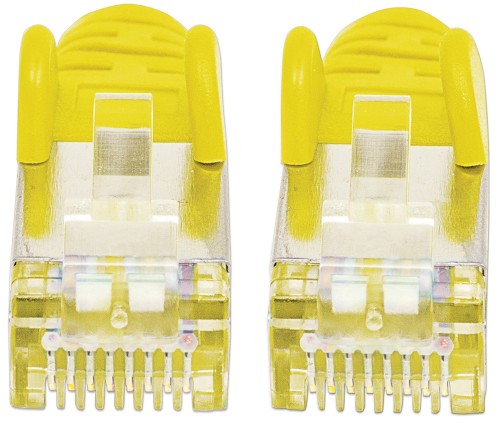 Intellinet Network Patch Cable, Cat6A, 0.5m, Yellow, Copper, S/FTP, LSOH / LSZH, PVC, RJ45, Gold Plated Contacts, Snagless, Booted, Lifetime Warranty
